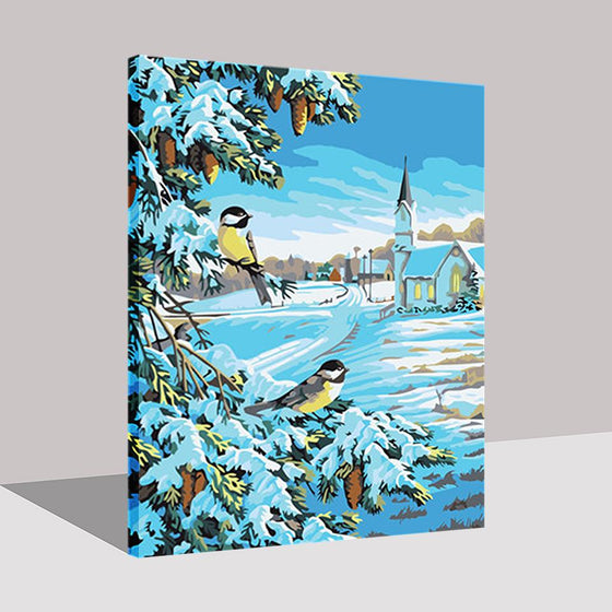 Snow Birds Scene - DIY Painting by Numbers Kit