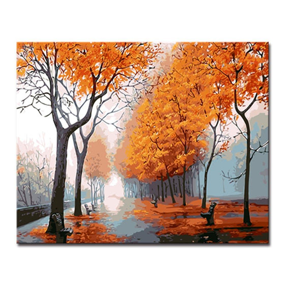 Romantic Autumn Trees - DIY Painting by Numbers Kit