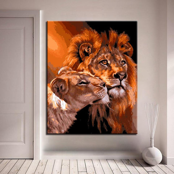Lion & Tiger Couple - DIY Painting by Numbers Kit