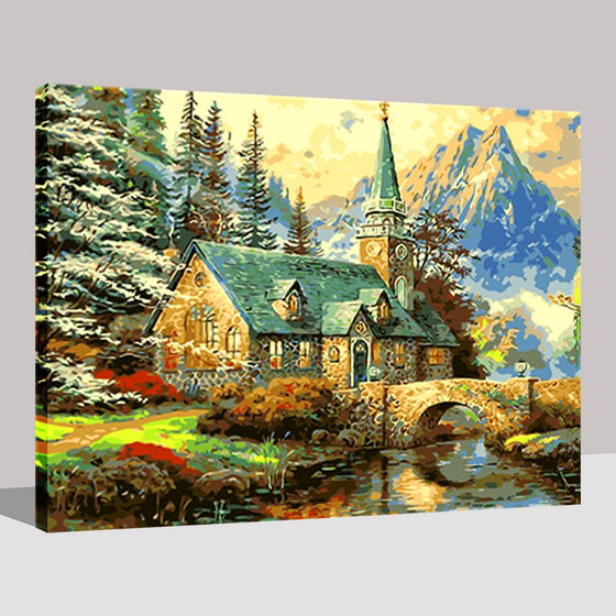 House Cottage Landscape - DIY Painting by Numbers Kit