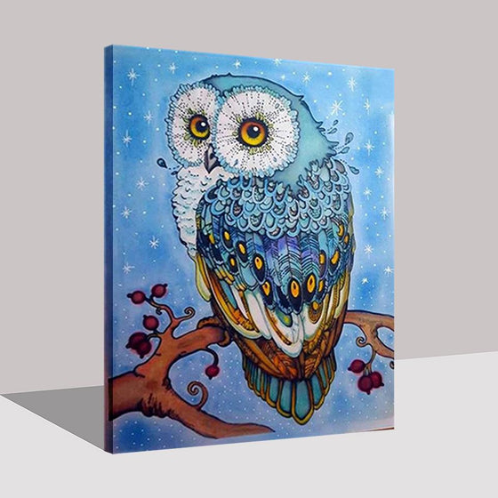 Blue Owl And Patterns - DIY Painting by Numbers Kit