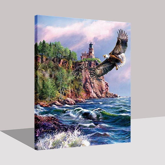 Flying Eagle Ocean And Mountain Peaks - DIY Painting by Numbers Kit
