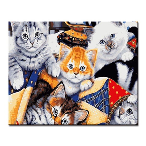 Lovely Plush Cats - DIY Painting by Numbers Kit