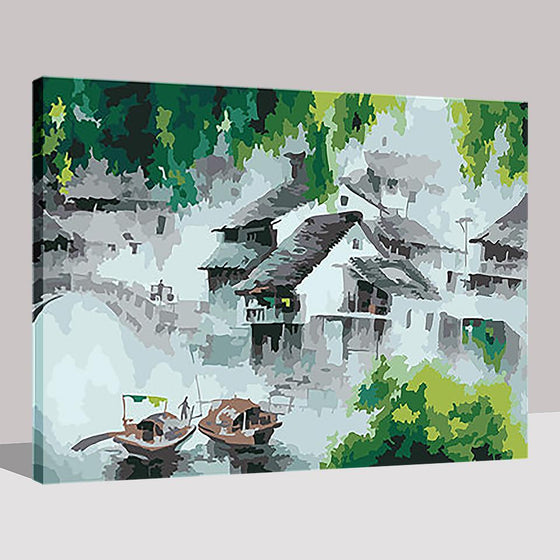 Water Village In Dream - DIY Painting by Numbers Kit