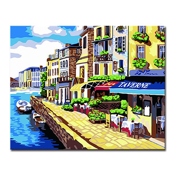 Colorful Town Coffee House - DIY Painting by Numbers Kit