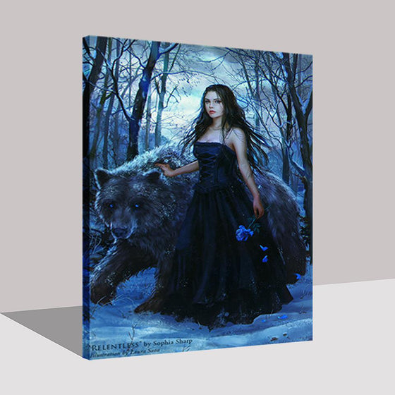 Girl In Black And Polar Bear - DIY Painting by Numbers Kit