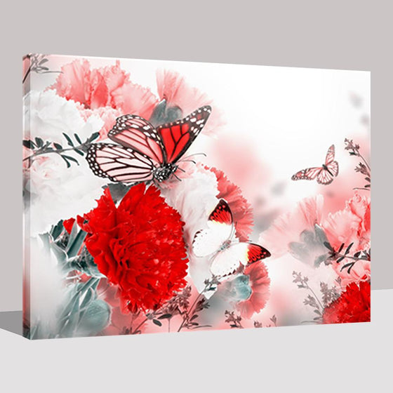 Red Butterflies & Flowers - DIY Painting by Numbers Kit