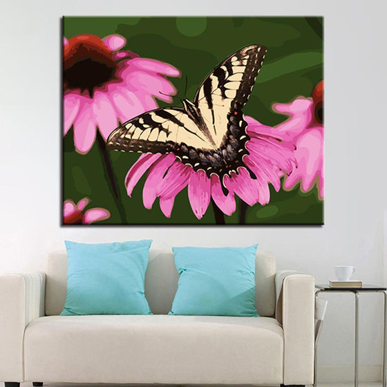 Butterfly on Pink Flower - DIY Painting by Numbers Kit