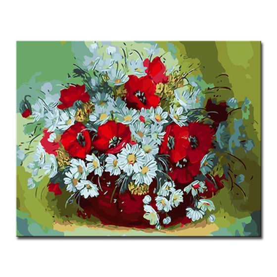 Feverfew & Daisies Bouquet - DIY Painting by Numbers Kit