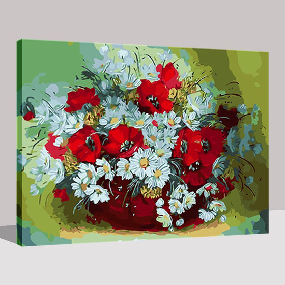 Feverfew & Daisies Bouquet - DIY Painting by Numbers Kit