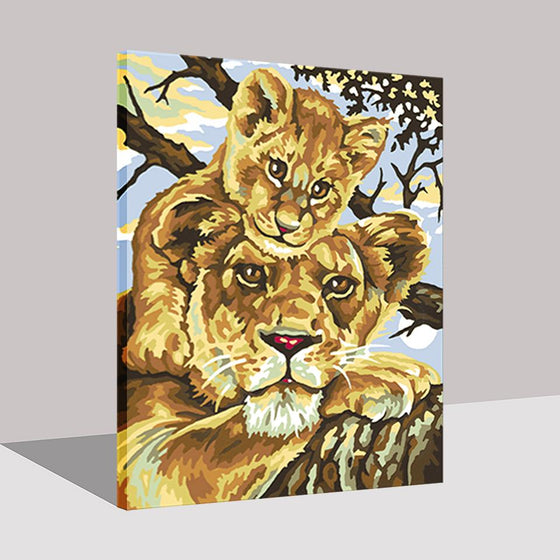 Two African Lions - DIY Painting by Numbers Kit