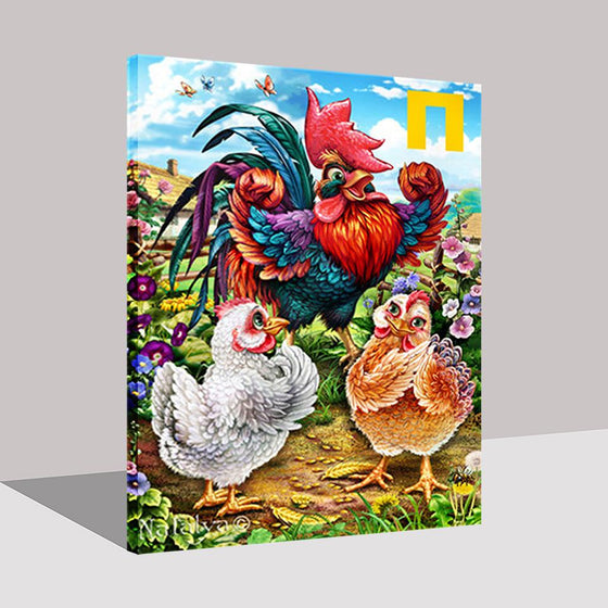 Mother Chicken And Two Chicks - DIY Painting by Numbers Kit