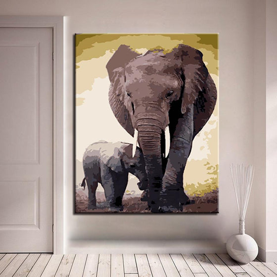Elephant Mother And Son - DIY Painting by Numbers Kit
