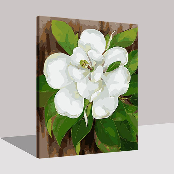 White Camellia Flower - DIY Painting by Numbers Kit