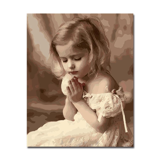 Little Girl Praying - DIY Painting by Numbers Kit
