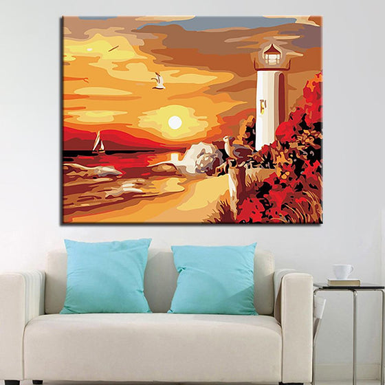 Sunset Lighthouse Sea View - DIY Painting by Numbers Kit