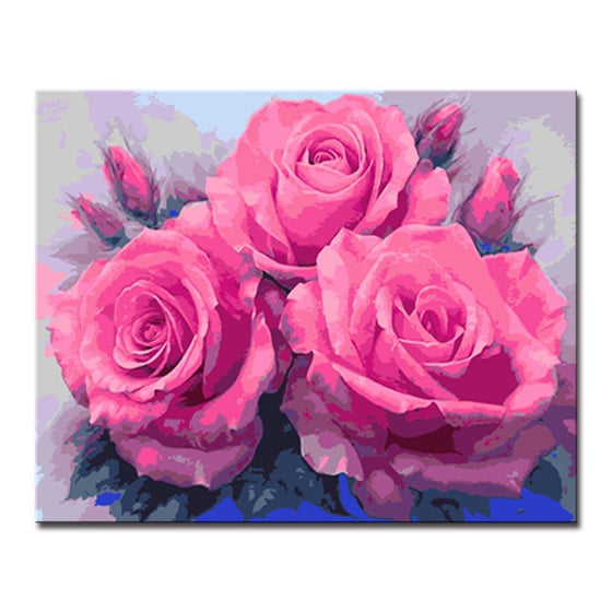 Three Pink Roses - DIY Painting by Numbers Kit