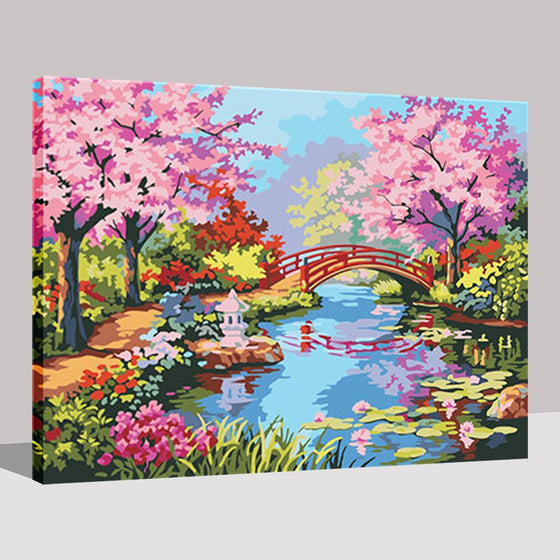 Cherry Blossoms Bridge - DIY Painting by Numbers Kit