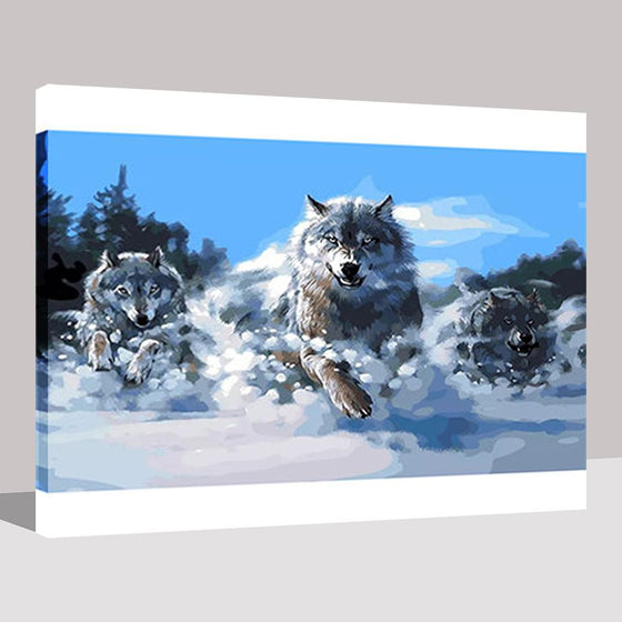 Snow Wolf Running - DIY Painting by Numbers Kit