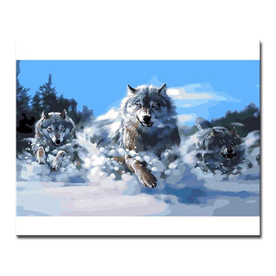 Snow Wolf Running - DIY Painting by Numbers Kit
