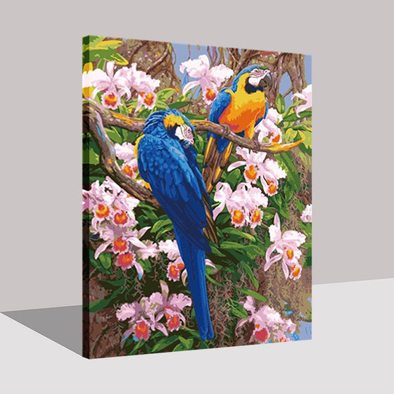 Two Parrots Flowers - DIY Painting by Numbers Kit