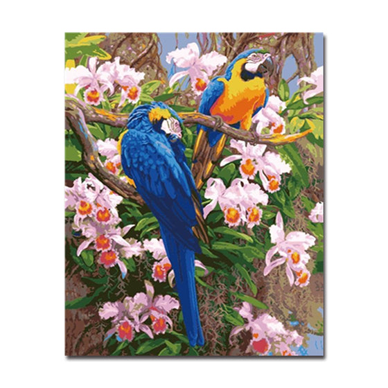 Two Parrots Flowers - DIY Painting by Numbers Kit