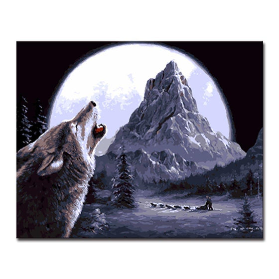 Full Moon Night Wolf - DIY Painting by Numbers Kit