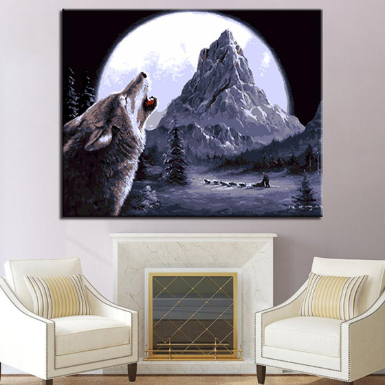 Full Moon Night Wolf - DIY Painting by Numbers Kit