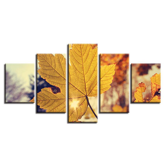 Yellow Leaves Picture Sunshine Landscape Canvas Wall Art
