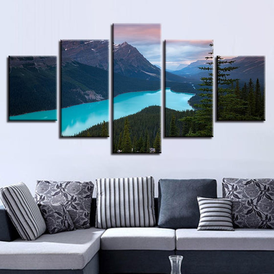 Trees Mountains And Rivers Scenery Canvas Wall Art