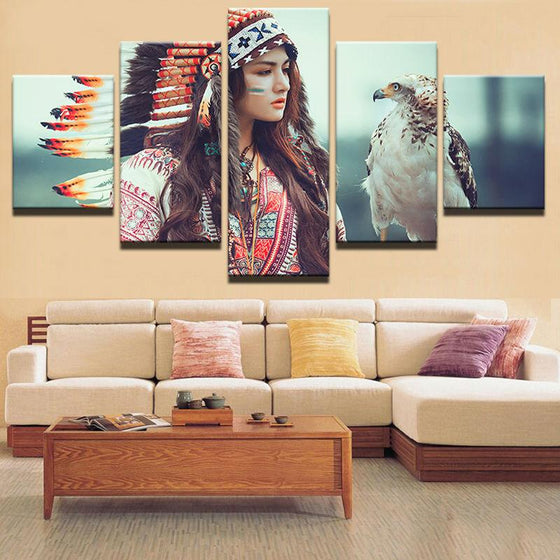 Eagle and a Native American Canvas Wall Art