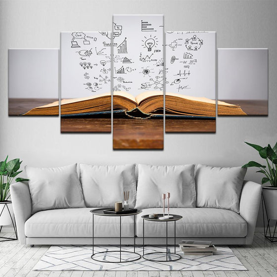 Old Book Pages Symbols Canvas Wall Art