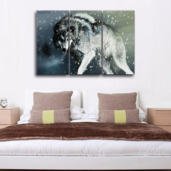 Snow and Wolf Canvas Wall Art