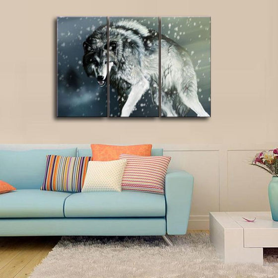 Snow and Wolf Canvas Wall Art