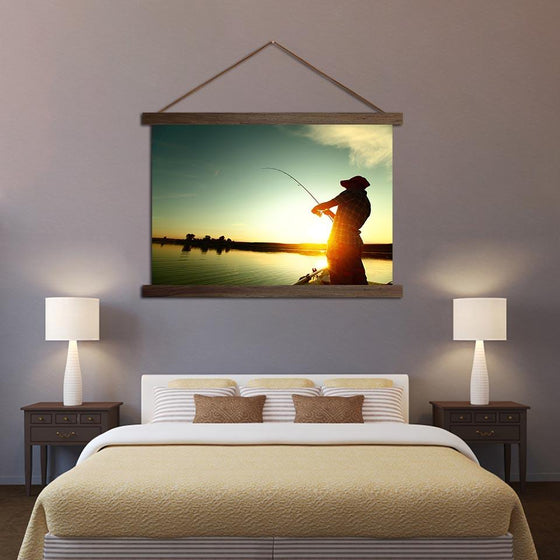 Fishing on a Sunset - Canvas Scroll Wall Art Bedroom