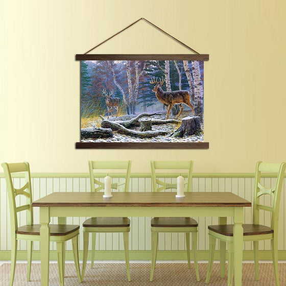 Deer in the Forest - Canvas Scroll Wall Art Dining Room