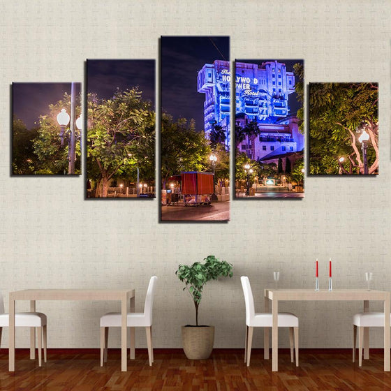 City Building Night View Canvas Wall Art