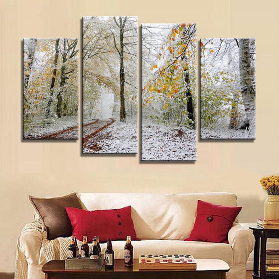 Snowy and Windy Forest Canvas Wall Art