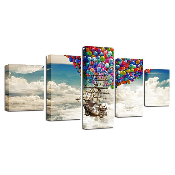 Colorful Balloons Airship Landscape Canvas Wall Art