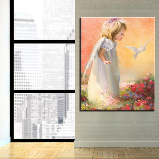 Little Angel With Dove - DIY Painting by Numbers Kit