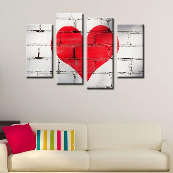 Red Heart Love Canvas Wall Art