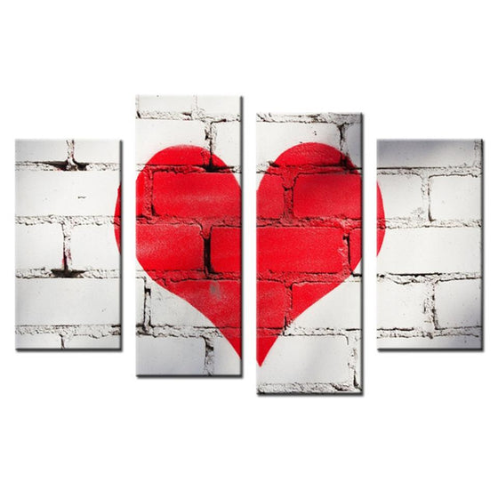 Red Heart Love Canvas Wall Art