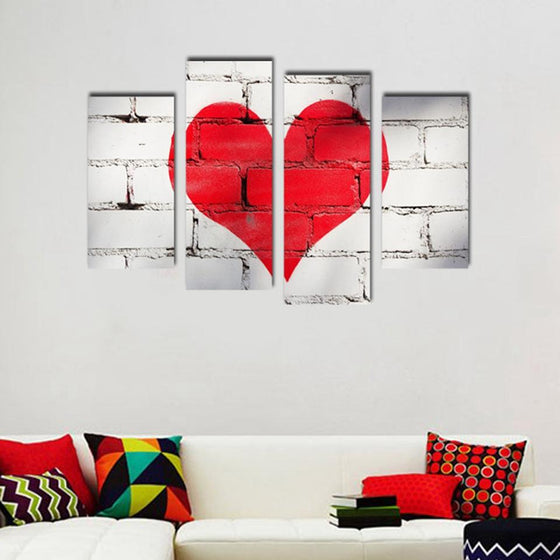 Red Heart Love Canvas Wall Art