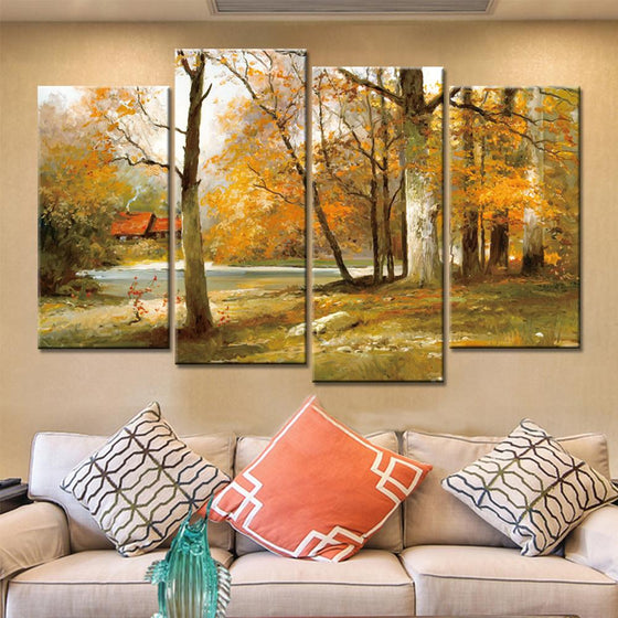 Painted Forest Trees Canvas Wall Art
