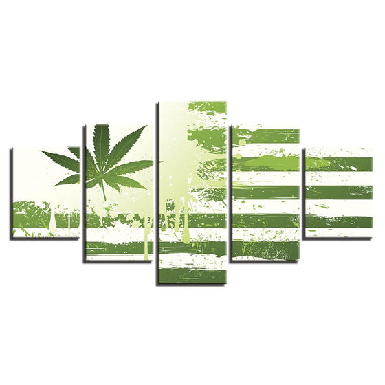Green Leaves Flag Poster Canvas Wall Art