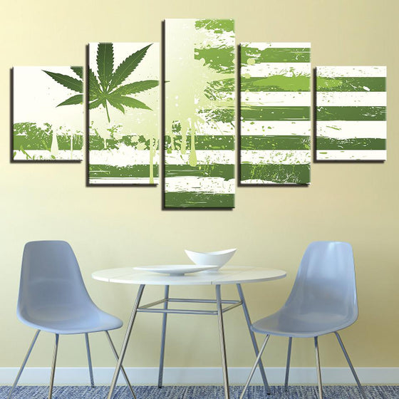 Green Leaves Flag Poster Canvas Wall Art