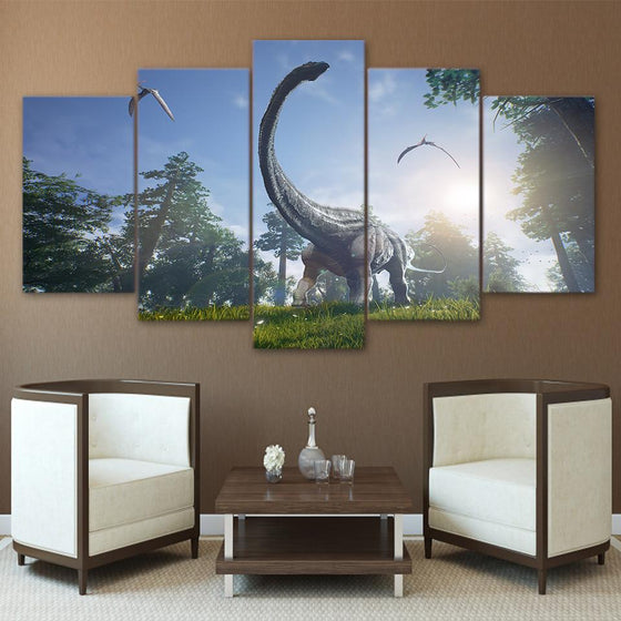 Dinosaurs In The Forest Canvas Wall Art