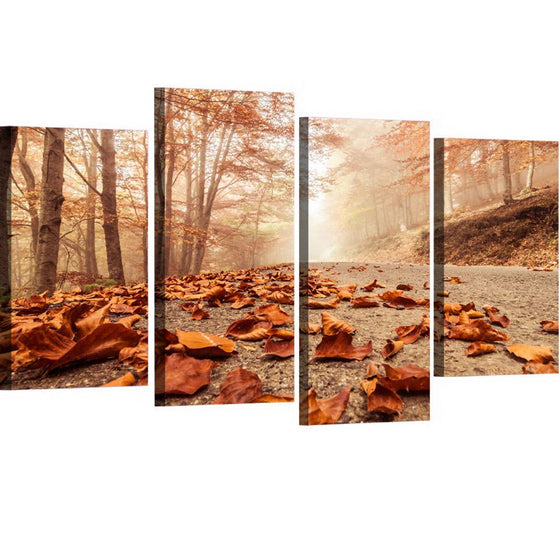Autumn Leaves on the Road Canvas Wall Art