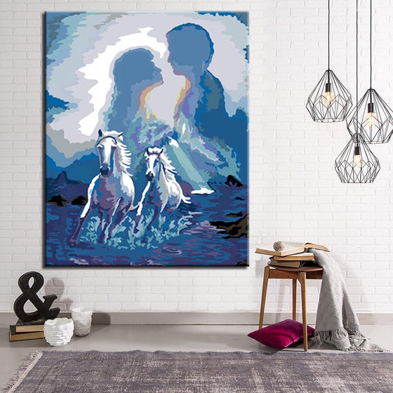 White Horse and Couple - DIY Painting by Numbers Kit