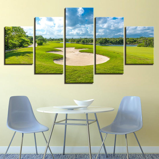 Golf Course Cloudy Canvas Wall Art